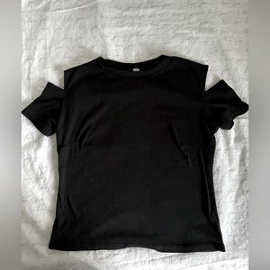 cold shoulder black crop top